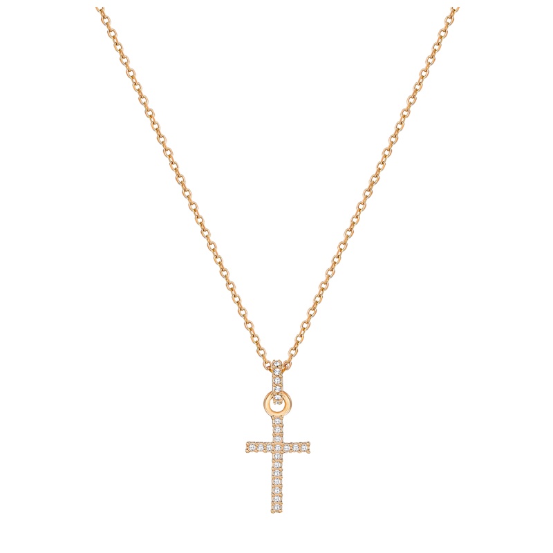 SWAROVSKI施华洛世奇简约玫瑰金色十字架水晶项链 人造水晶 送恋人5278296