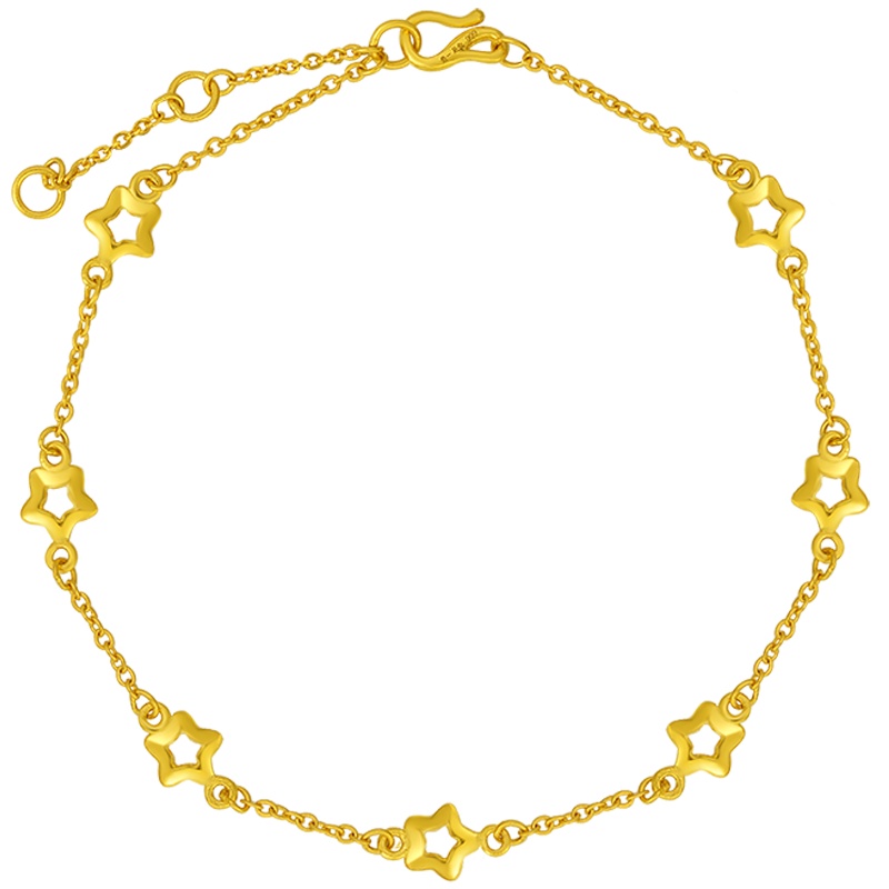 金一 足金999 精品镂空五角星黄金精品手链女士足金手链 礼物 金饰 (计价) ABD011