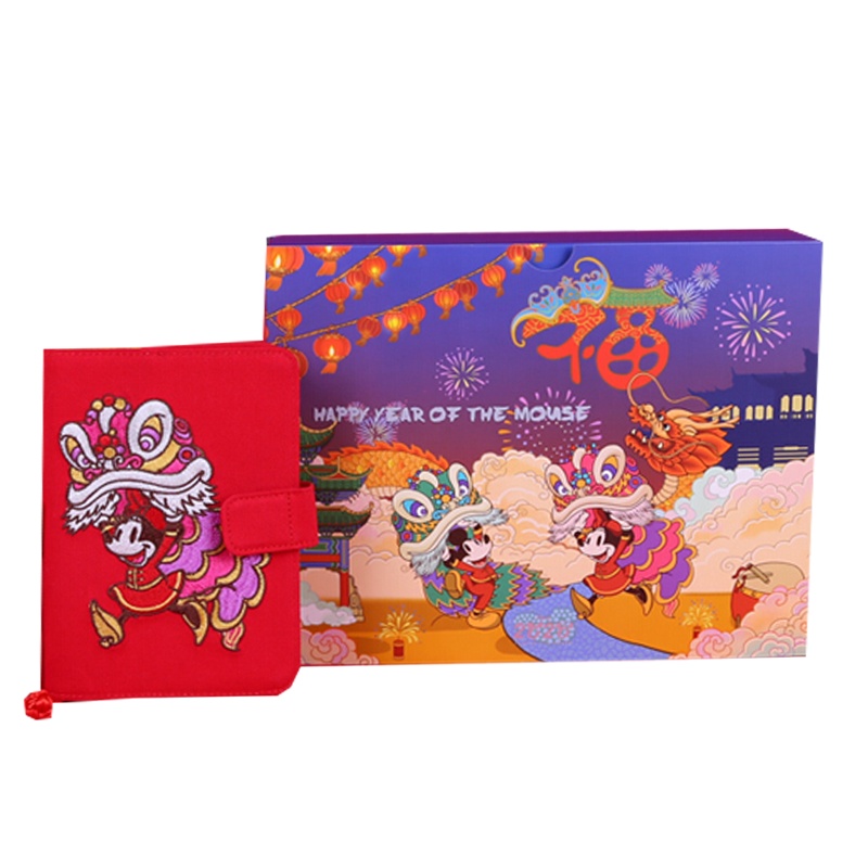 kinbor文具套装DTB6579学生礼盒手账本 米奇米妮新年礼物手帐布面笔记本礼品日程计划本记录本 迪士尼新年套装