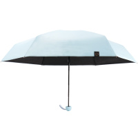 天堂伞 全遮光黑胶防晒迷你五折晴雨伞太阳伞遮阳伞胶囊伞 浅蓝