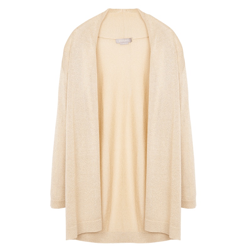 鄂尔多斯ERDOS 春夏闪纱V领长袖时尚轻薄开衫女式针织衫