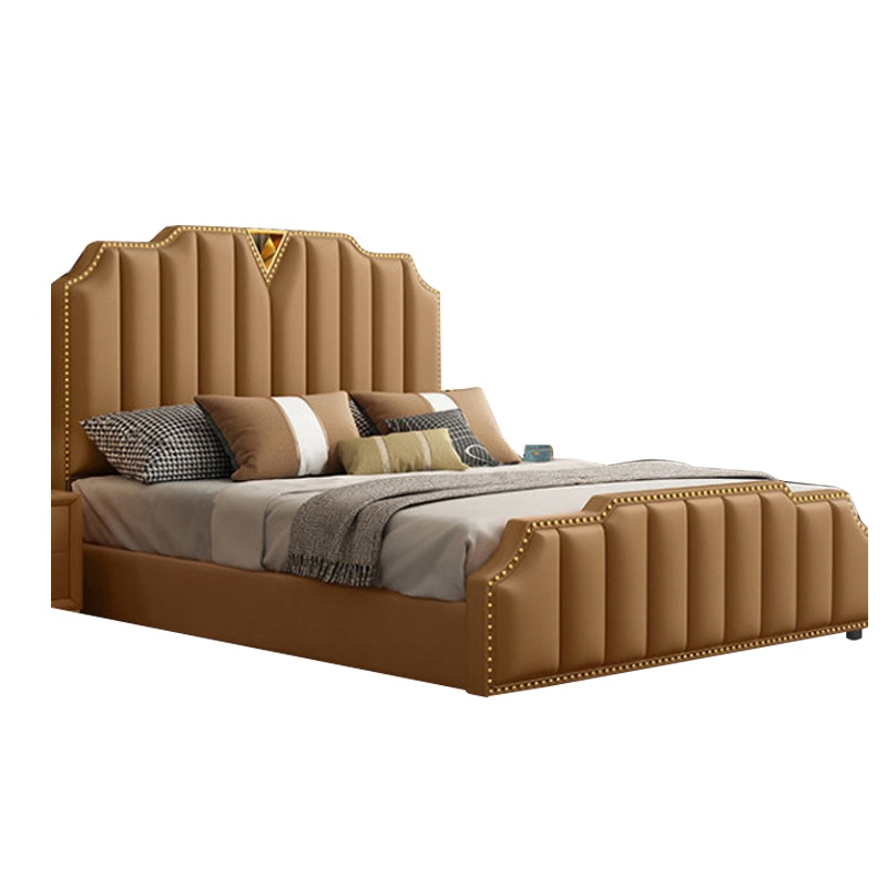 有模有样 真皮床实木软床现代轻奢ins网红床1.8米双人主卧婚床储物榻榻米床