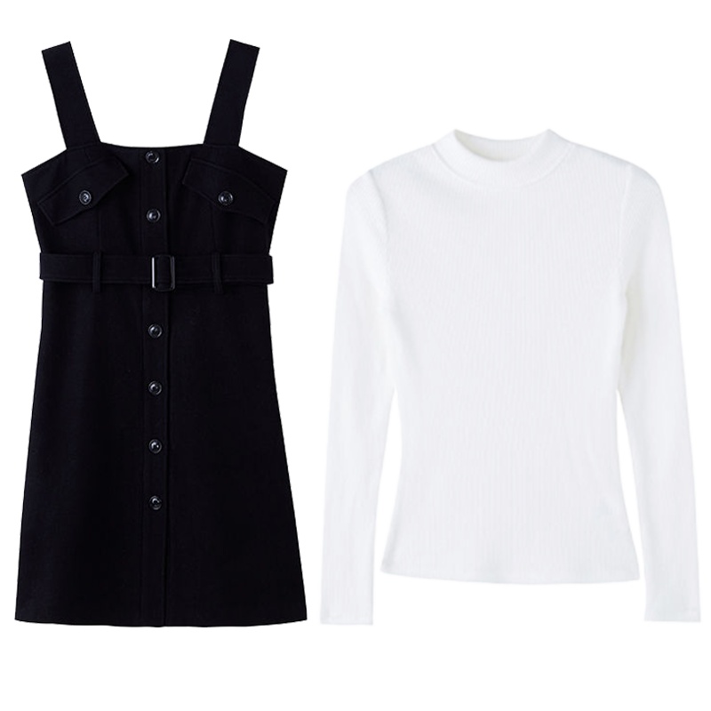 【专柜同款】上新拉夏贝尔Puella冬季新款街头欧美时尚个性两件套背带裙女20012499_852