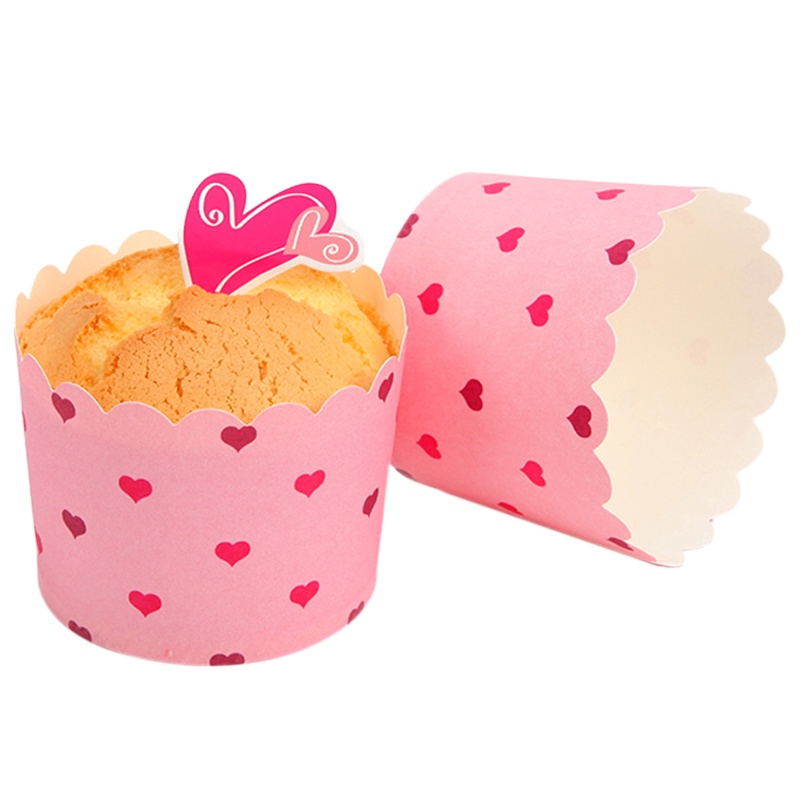学厨 马芬纸杯蛋糕模具 粉色爱心 7cm烤蛋糕纸杯 25只装 附送插卡 烘培纸杯工具 蛋糕杯 WK9277