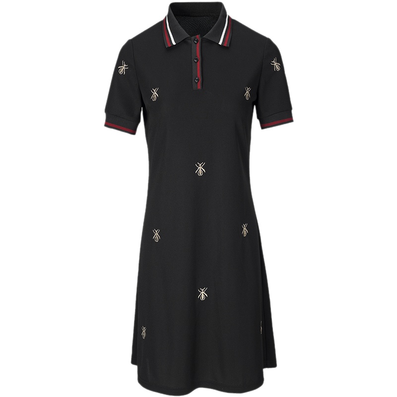 三彩2020春夏季新款Polo连衣裙休闲赫本风可盐可甜裙子