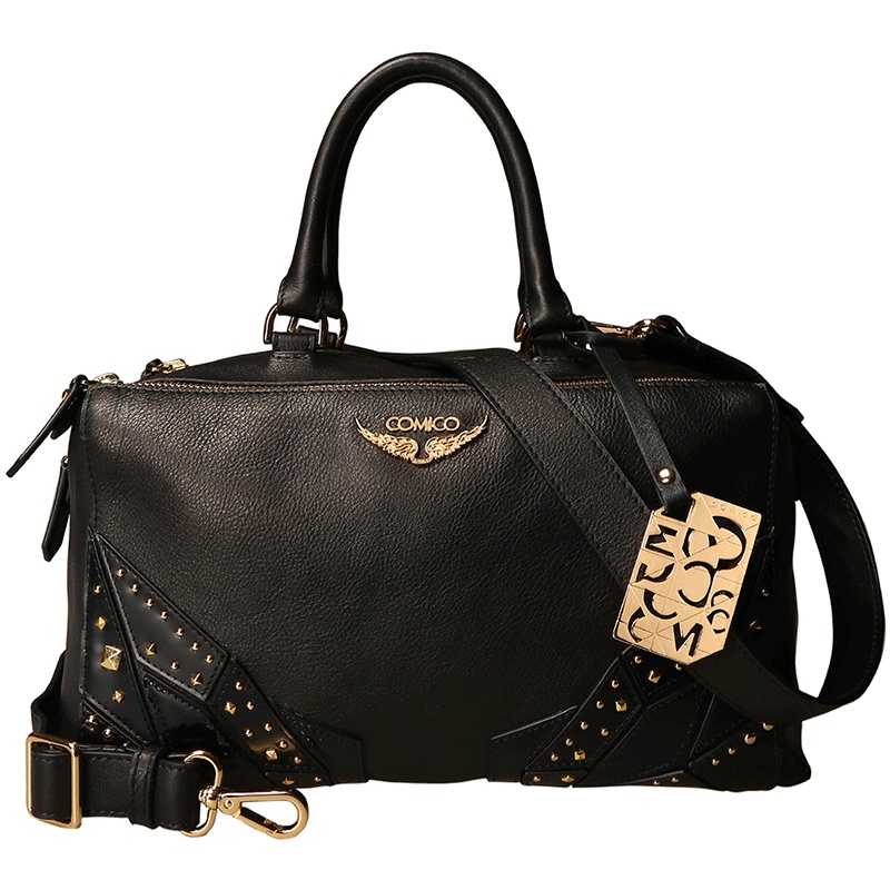 COMICO专柜同款 女款比翼双飞金属铆钉装饰单肩手提包C6016