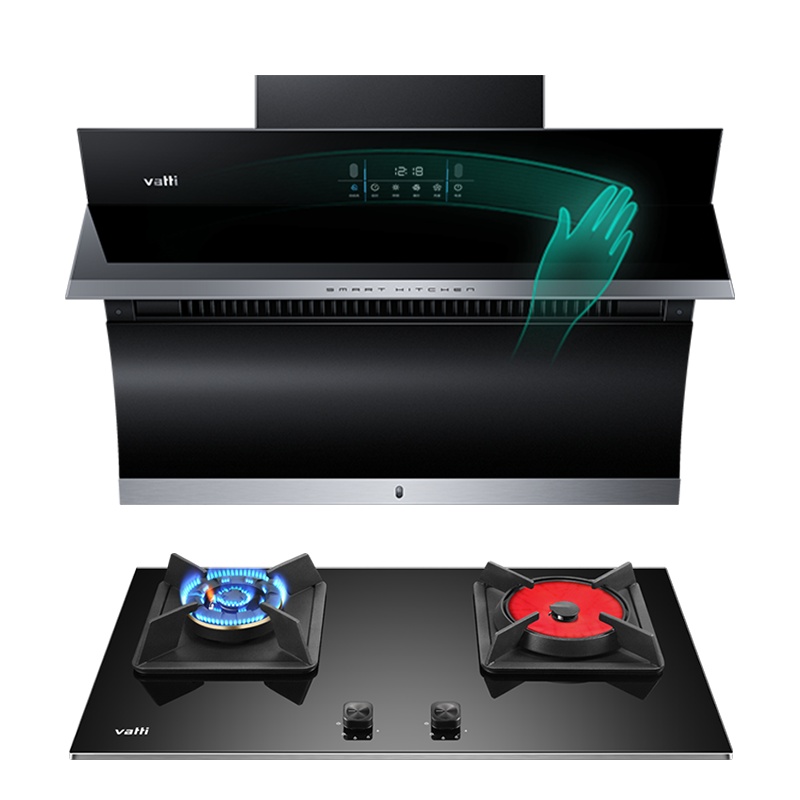 华帝(vatti)21立方挥手智控侧吸式油烟机灶具套餐i11134+49B天然气左蒸煮右爆炒妈妈灶自动洗强劲速排烟灶套装