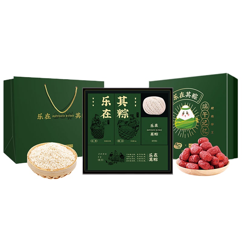 陇间柒月 端午粽子DIY套装 乐在其粽A套装 (糯米1kg+红枣100g+粽叶+棉线+香包)