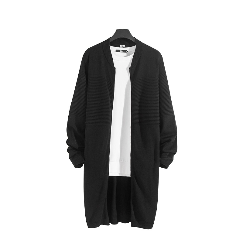 蓝旗X将起 秋季男士舒适潮流百搭针织开衫长款毛衣外套