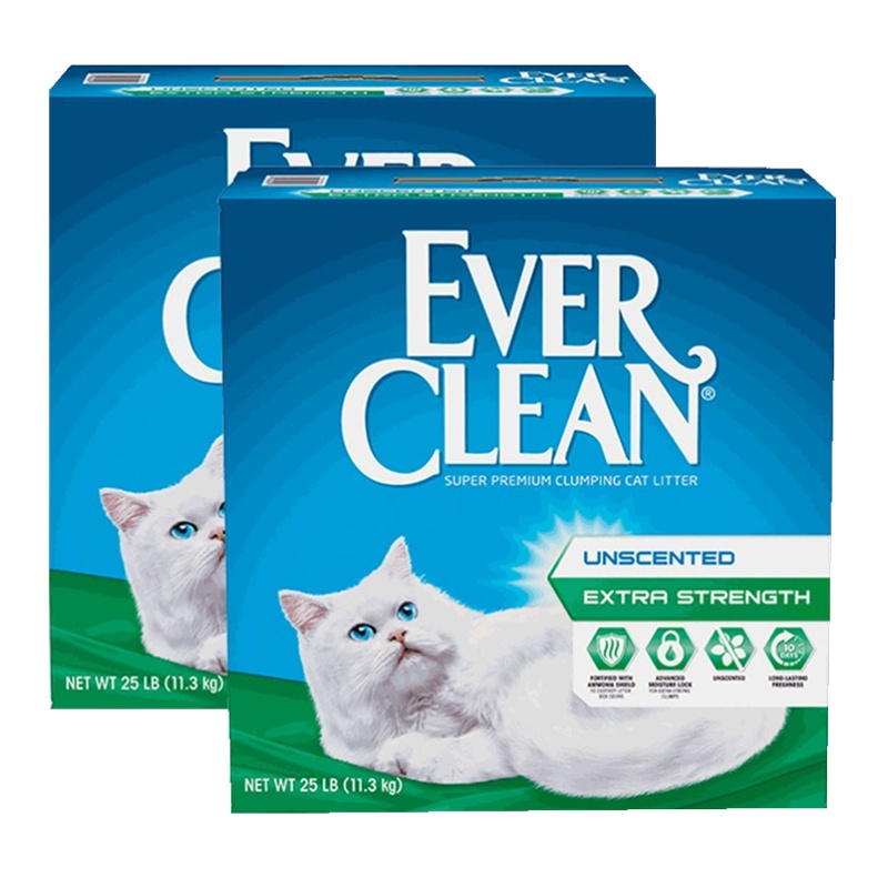 EverClean蓝钻猫砂25磅红标清香团结猫砂碳净味吸臭多孔碳活化低粉尘工艺