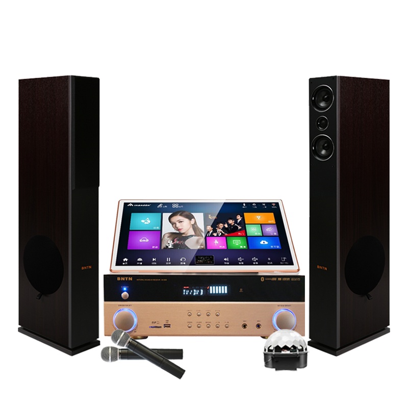 奔腾(BNTN)家庭点歌机ktv音响组合功放套装家用卡拉OK双系统一体机无线话筒低音炮木箱影院838配时尚1号音箱