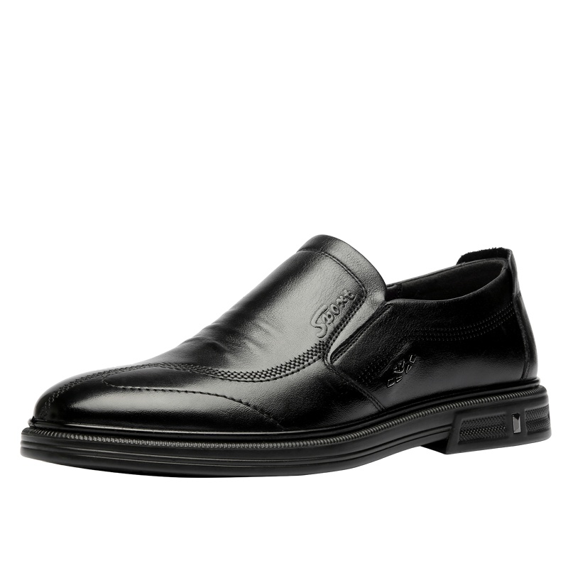 兽霸男士皮鞋春秋新款商务休闲皮鞋真皮套脚软底舒适爸爸鞋