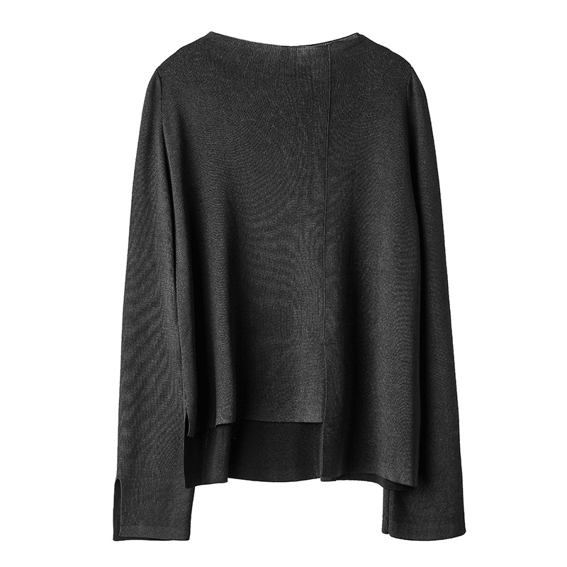 sdeer圣迪奥秋装设计不对称纯色开叉一字领针织衫毛衣女S17383531