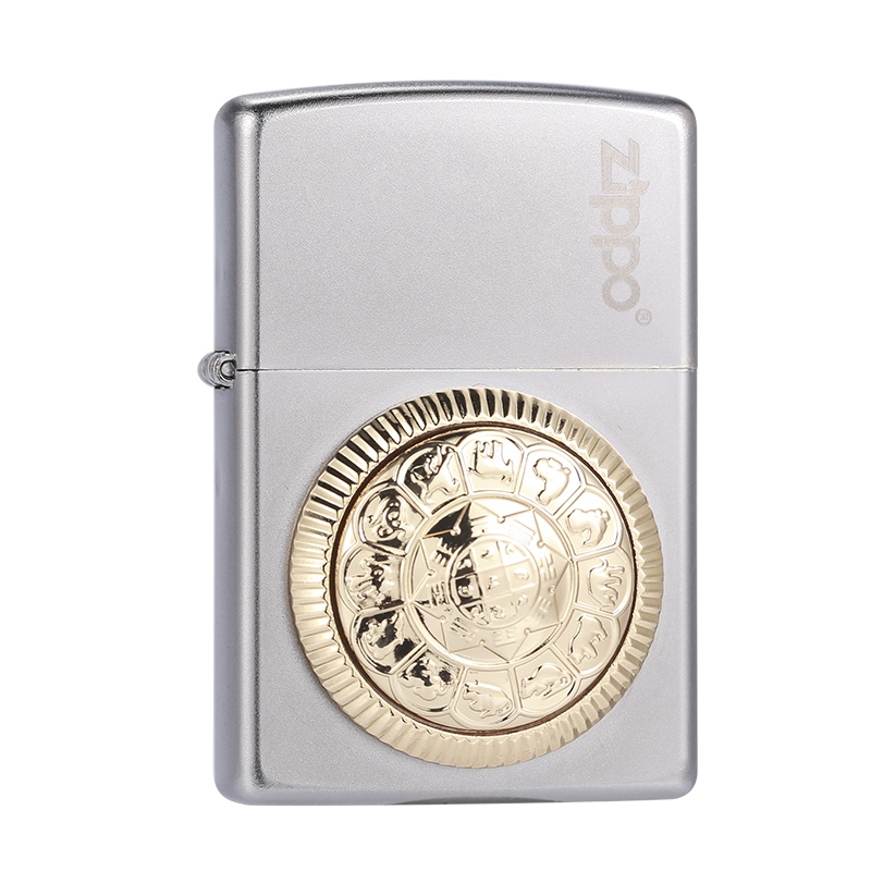 zippo芝宝正版打火机时来运转黑耀冰205缎纱防风煤油创意打火机男