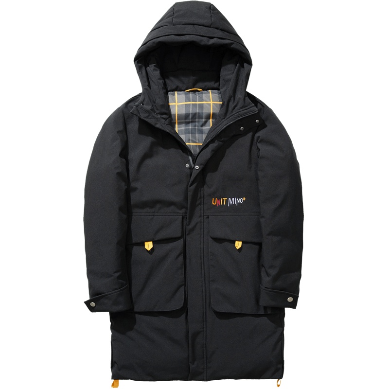 千纸鹤男装中长款羽绒服男冬季新款男士连帽保暖外套男60198