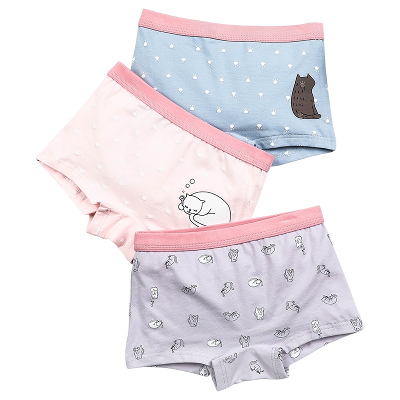 红豆(HODO)中大童儿童内裤2019年夏季女童A类宝宝其他内裤棉四季居家平角短裤3条装