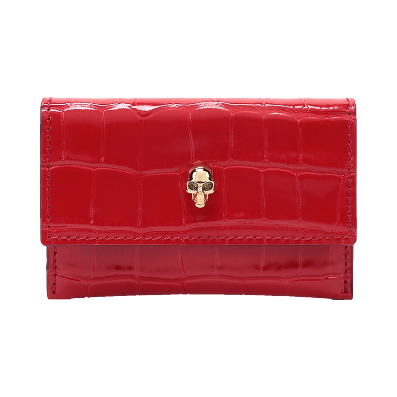 亚历山大·麦昆 ALEXANDER MCQUEEN 女士 皮革骷髅装饰卡包卡夹632039 1JM0G