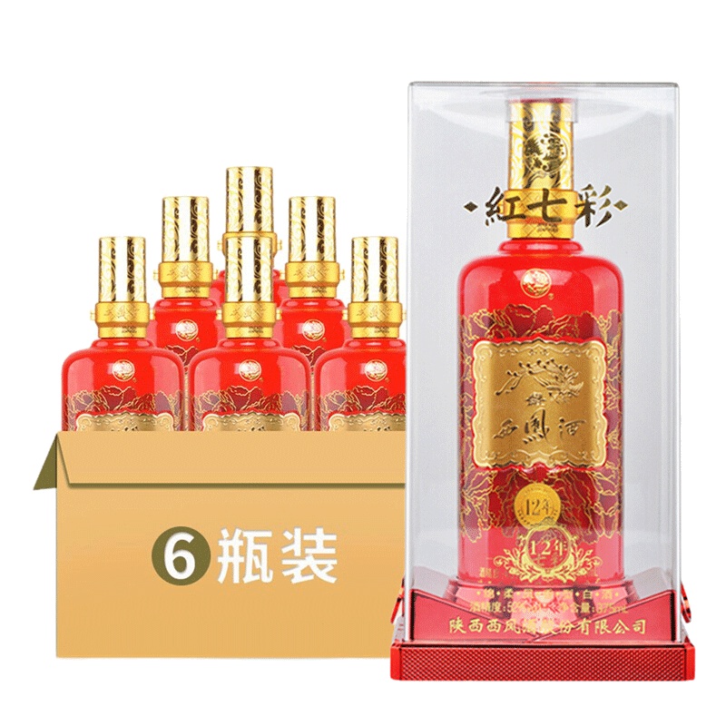 西凤 七彩系列(12年)52度375ml*6整箱装凤香型白酒(电商版)