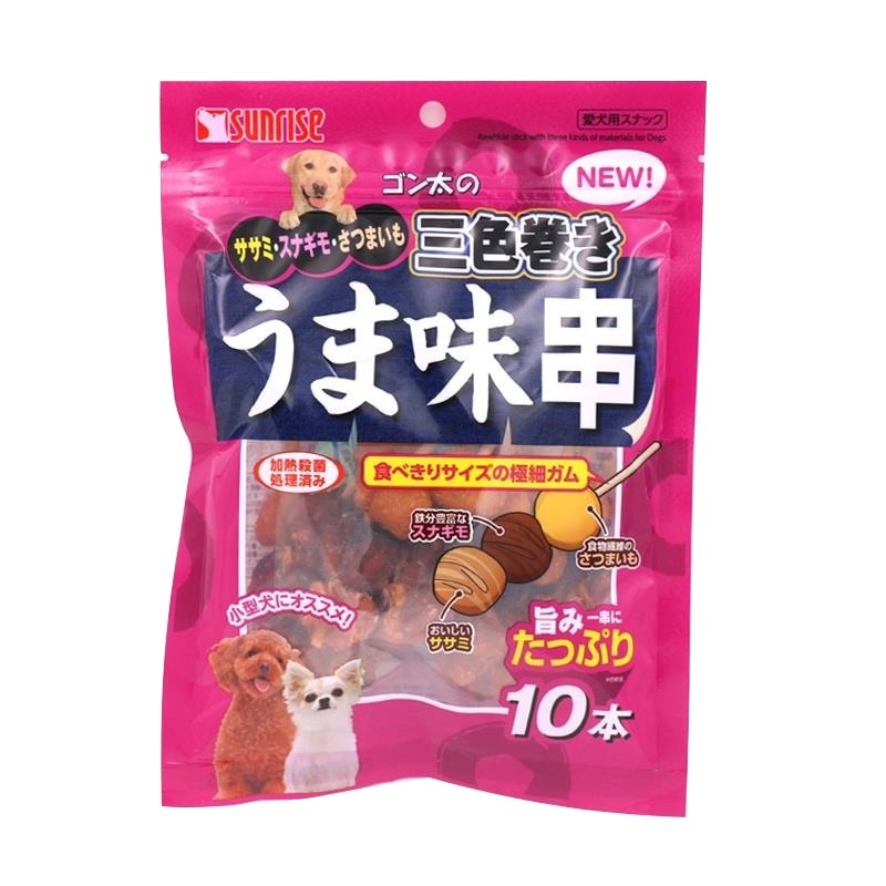 盛来知 宠物狗狗零食 训练奖励洁齿 宠物零食三色细棒10根