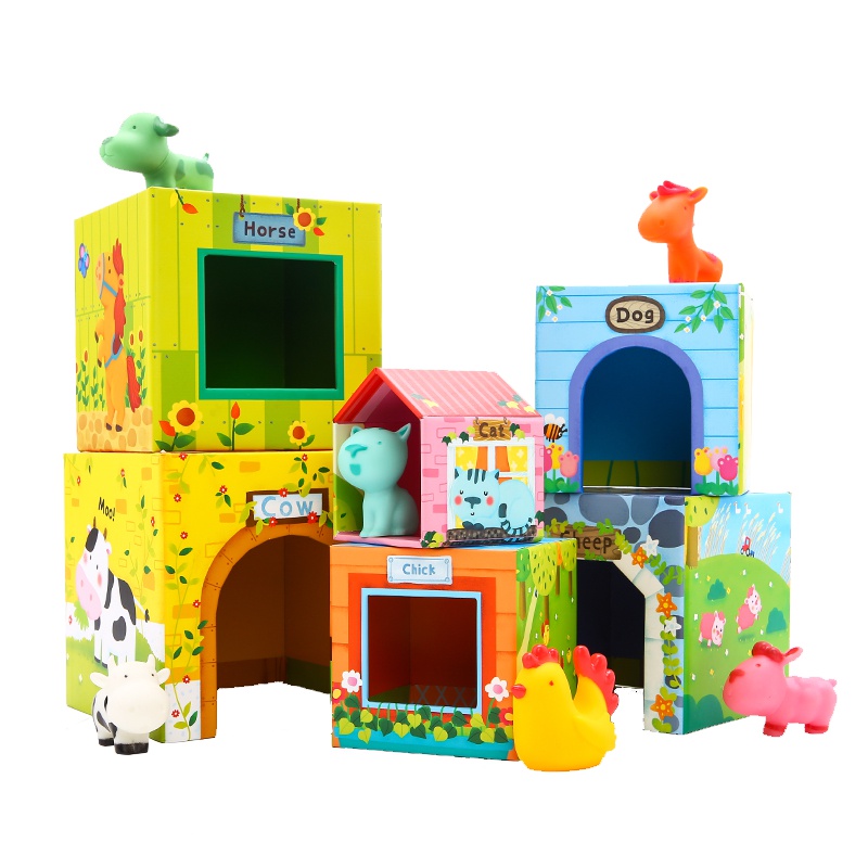 JoanMiro美乐儿童叠叠高玩具层层叠叠乐益智启蒙叠叠塔桌游亲子游戏1-3岁 动物小屋叠叠高