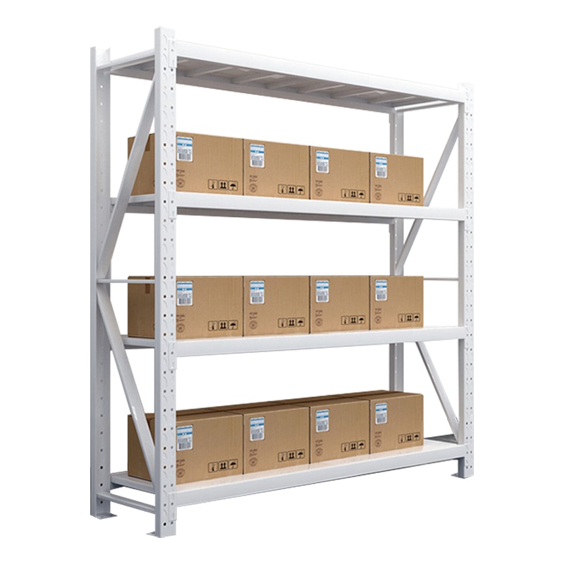 汉诺鑫威仓库仓储货架四层金属五金货架家用中型重型置物架展示架子200KG150*40*200白色