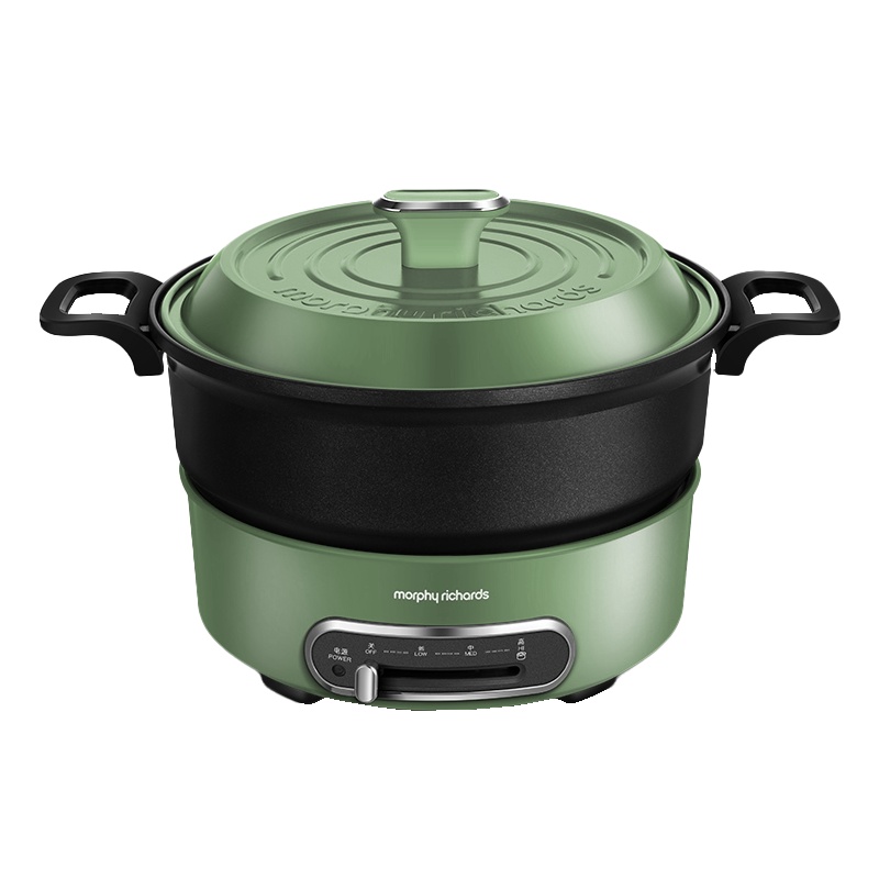 摩飞电器(MORPHY RICHARDS)多功能锅电烧烤锅家用电火锅电煮锅电蒸锅多用途锅 电炒锅MR9089橄榄绿