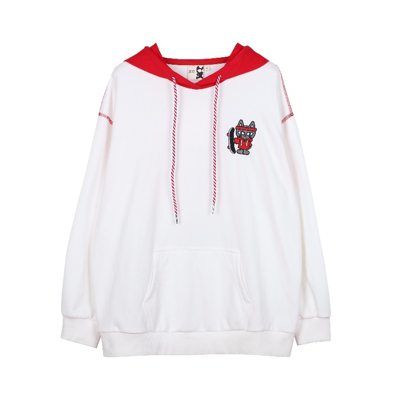 a02新款2020时尚卡通印花拜年服春装撞色连帽卫衣女DTV1A0721KT