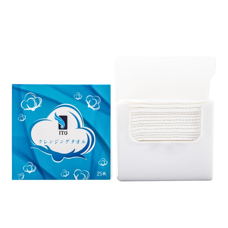 日本ito旗舰店 盒装一次性洗脸巾棉柔巾洁面卸妆多功能防水防尘可替换装 干湿两用EF纹加厚 25抽