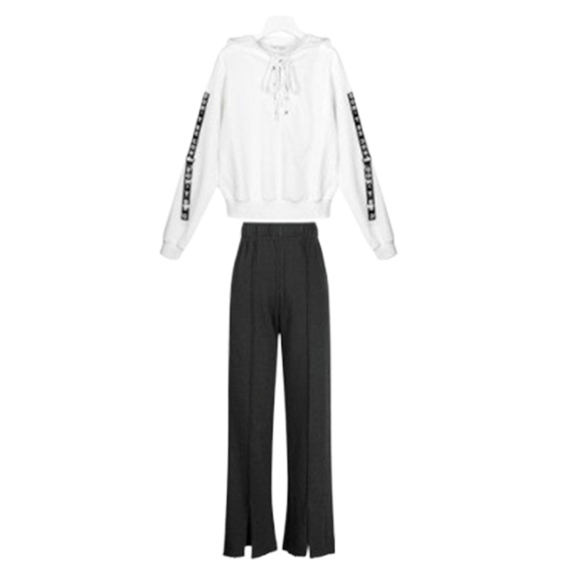 【专柜同款】7M秋季新款宽松阔腿裤女韩版连帽卫衣ins休闲两件套装70011381