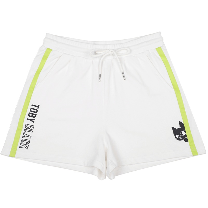 a02新款2020时尚小黑印花撞色拼接休闲运动短裤女潮DTV2D0291PN