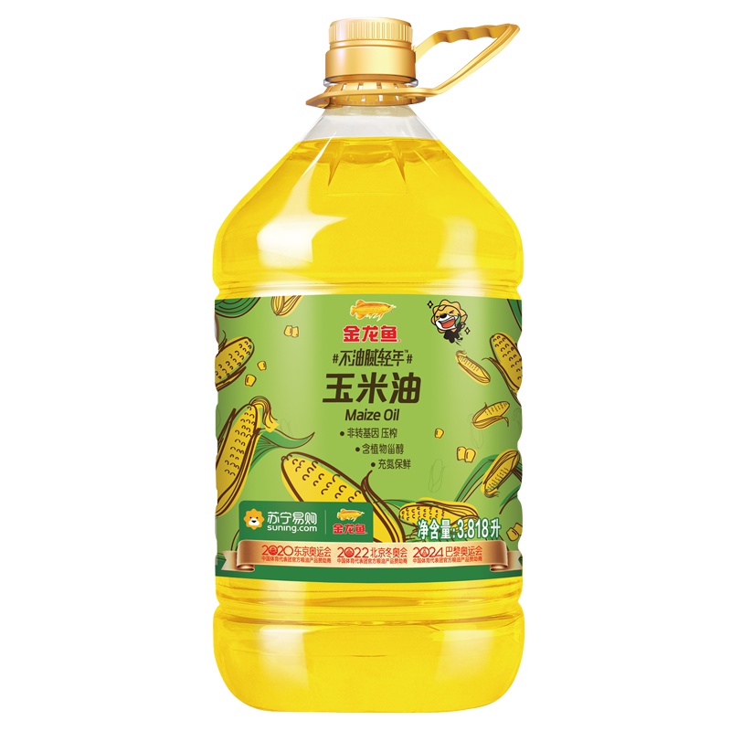 金龙鱼#不油腻轻年#玉米油3.818L(苏宁定制) 非转基因物理压榨植物油 充氮保鲜食用油