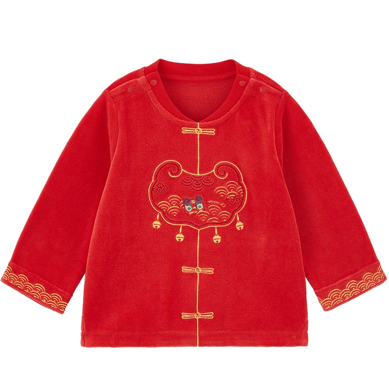 英氏婴儿套衣宝宝保暖新年装长袖对襟上衣 2020秋冬新款 10095520