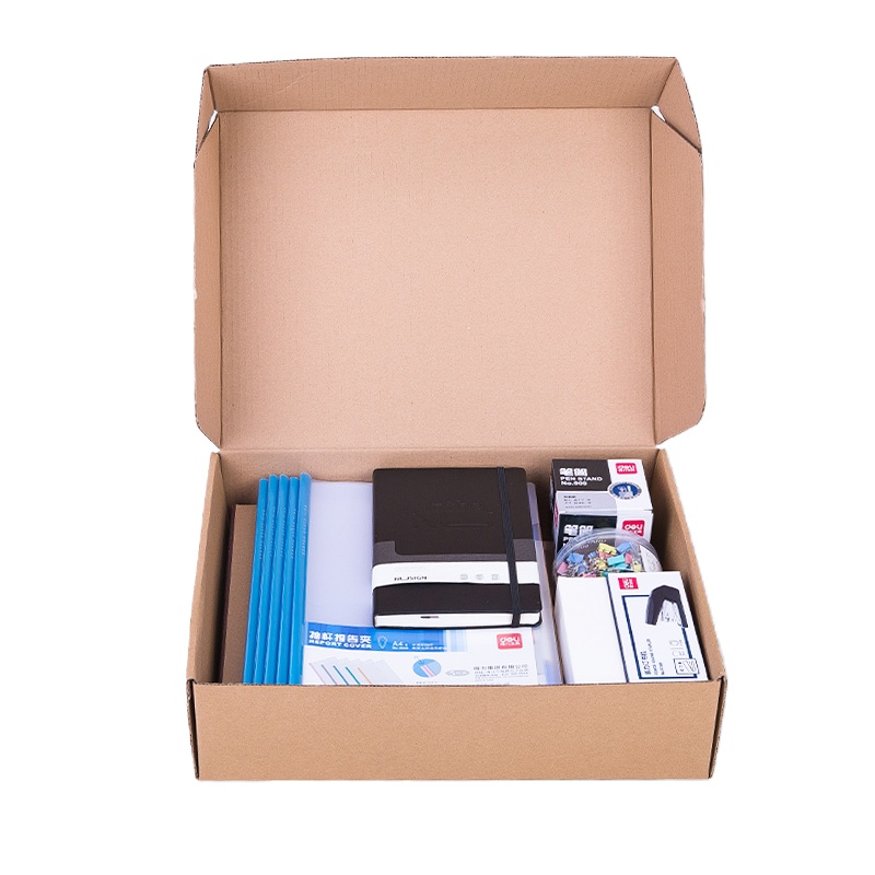 得力(deli)JS79001文具套装10件套(笔筒/文件框/订书机/长尾夹/皮面本/固体胶/抽杆夹等)办公套装用品