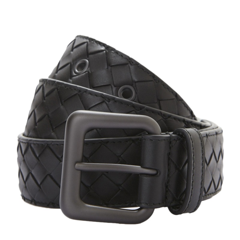 Bottega Veneta/葆蝶家 男士黑色牛皮编织针扣式商务休闲腰带 271932-V4650-1000 黑100