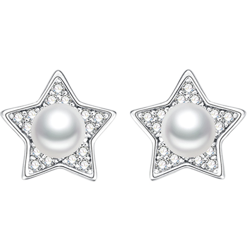 金一 银S925银 简约百搭女士珍珠五角星耳饰 (定价)BGF018