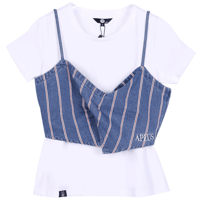 a02商场同款个性A.PLUS条纹吊带两件套T恤chic女D9T2D0101JK