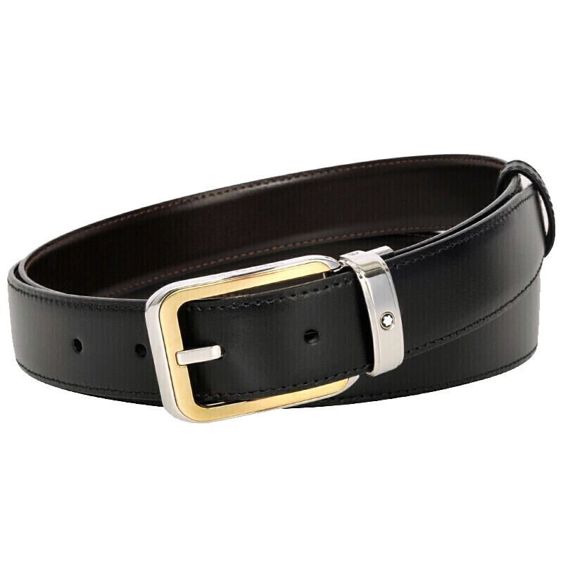 [海外直邮]MontBlanc万宝龙皮带19年新款 矩形圆边黑棕双色腰带114389