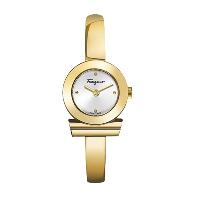 菲拉格慕Ferragamo GANCINO系列小金表镀金精巧手镯式石英女士手表FQ5040013