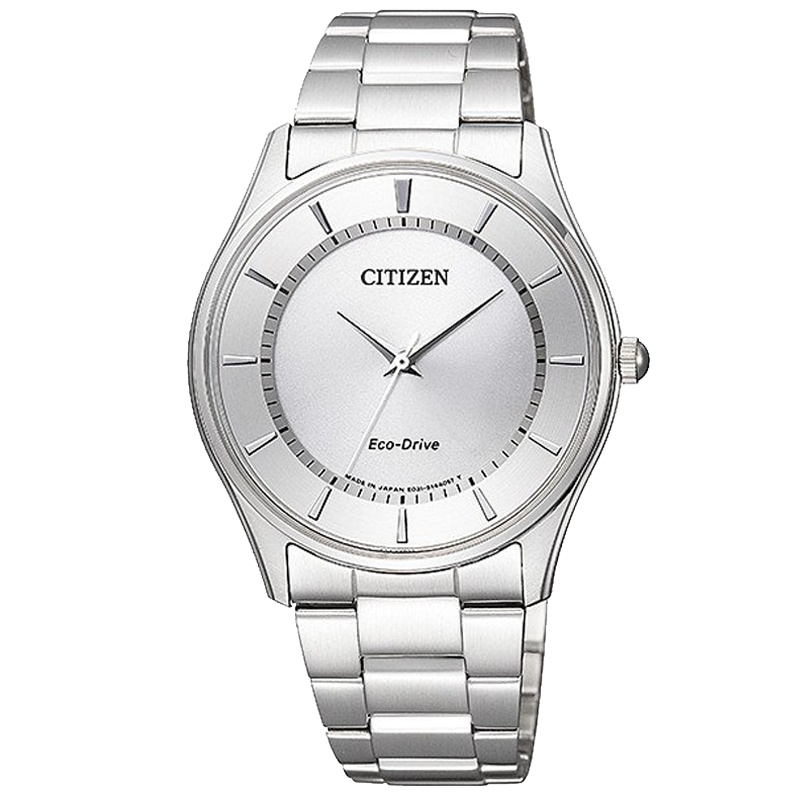 （CITIZEN）西铁城CITIZENコレクション系列6480-51A光动能不锈钢材质小牛皮蓝宝石镜面日韩品牌情侣石英表