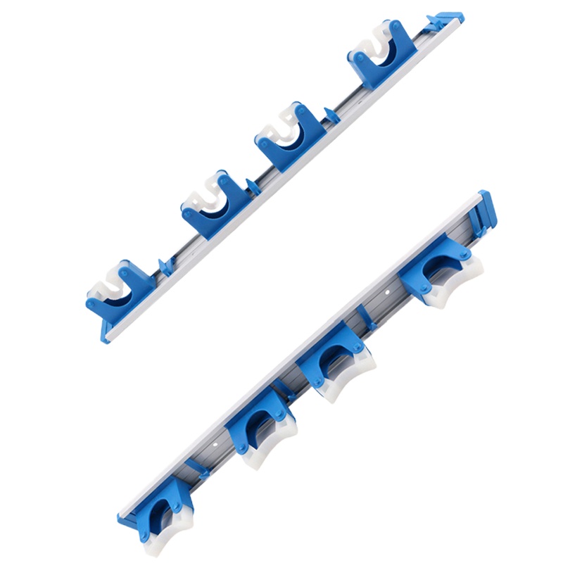 企购优品挂墙多功能扫帚扫把架太空铝挂钩拖把挂架卡位架 四头四钩蓝白色