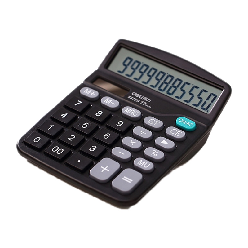 得力(deli)837ES桌面型计算器 12位计算机 学生计算器 双电源太阳能计算器 得力办公用品 财务用品 学生文具