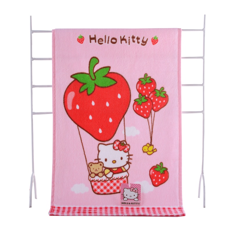 亚光(LOFTEX)毛巾家纺hello Kitty纯棉柔软儿童割绒活性印花草莓气球童巾2条装 50g/条 25*50cm