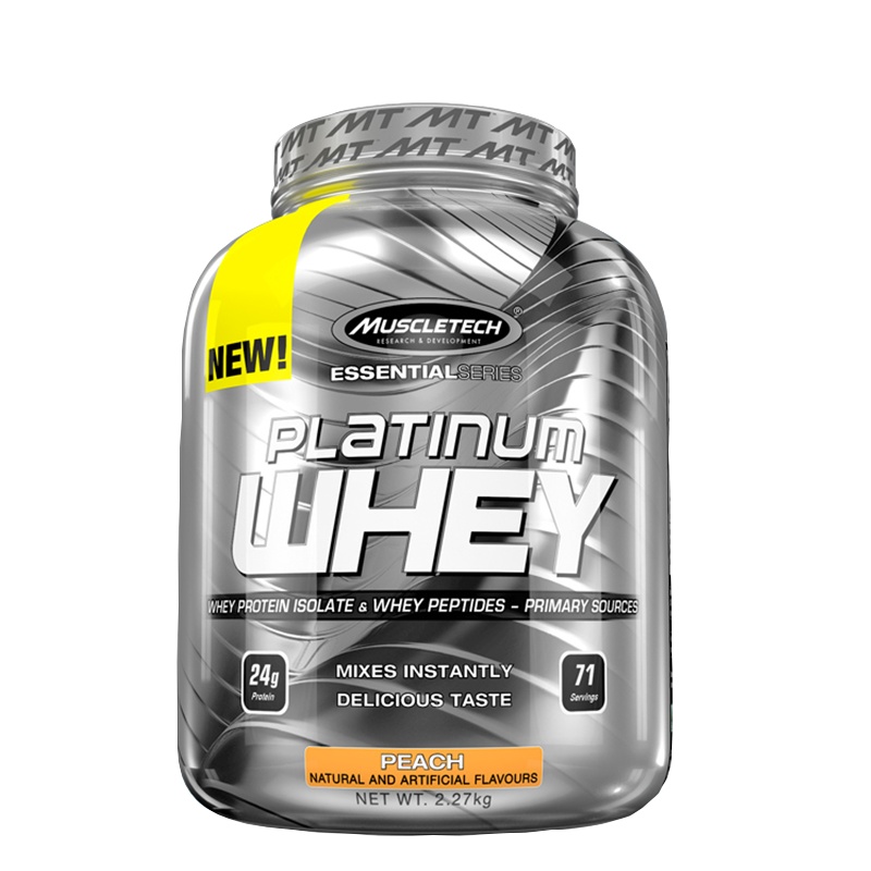 Muscletech肌肉科技苏宁自营白金乳清蛋白质粉5磅蛋白健身增健肌粉男原装进口官方正品水蜜桃味