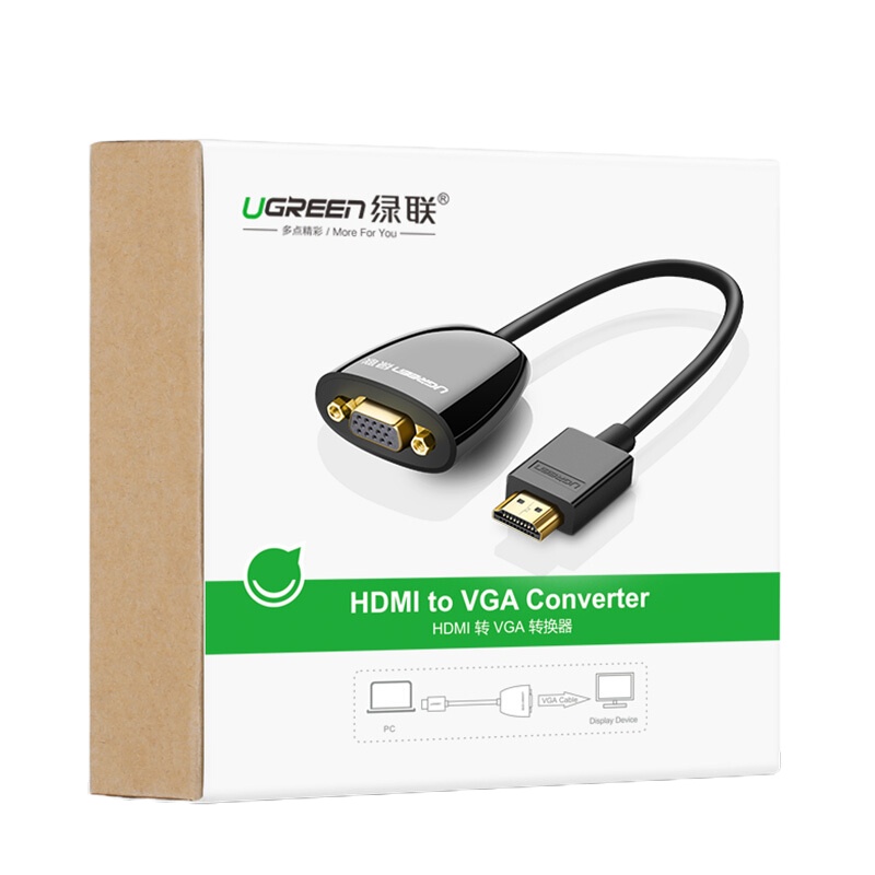 HDMI转VGA线转换器 高清视频转接头 笔记本电脑盒子机顶盒连电视显示器投影仪线 黑 40253