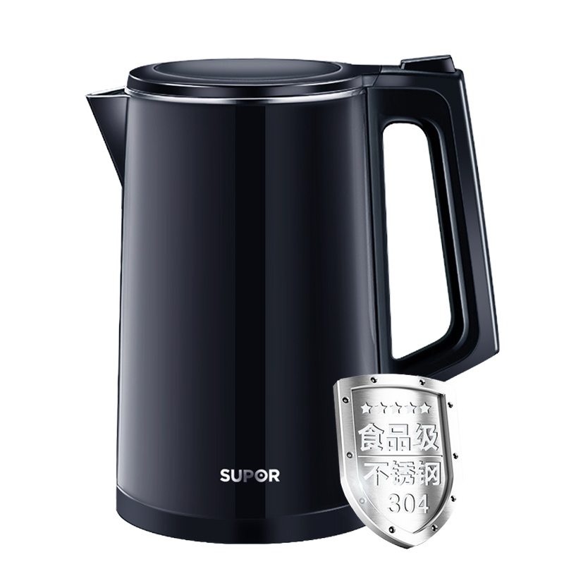 苏泊尔 SW-15J319 电水壶 304不锈钢开水壶黑色1.5L(单个装)-(个)