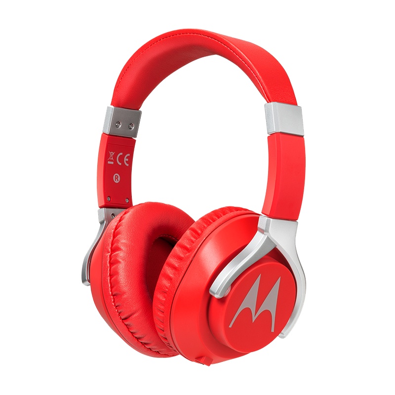 摩托罗拉(Motorola)Pulse 200 Bass 头戴有线耳机红色线控可旋转 低音游戏耳机 安卓手机电脑通用