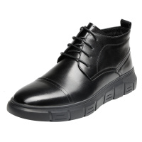 红蜻蜓高帮棉鞋男冬季新款商务休闲皮鞋男真皮百搭厚底韩版男鞋