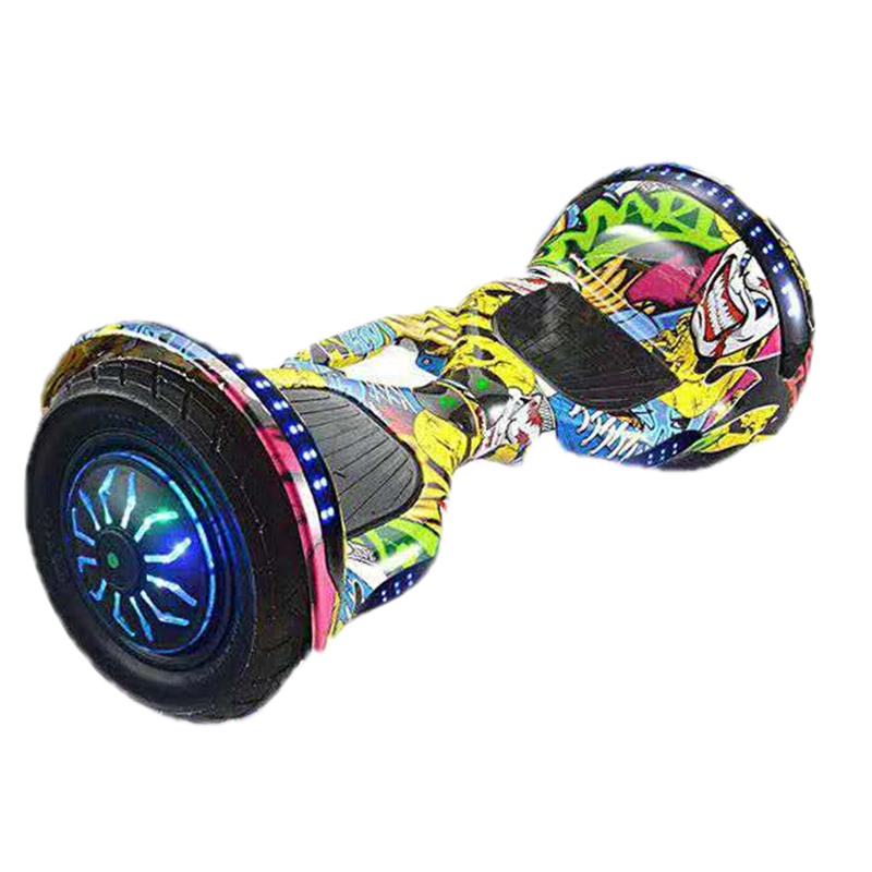 智能电动车双轮儿童小孩代步车成年两轮成人学生8-12自平衡车 10寸凤尾蓝[炫彩至尊顶配]+手扶杆