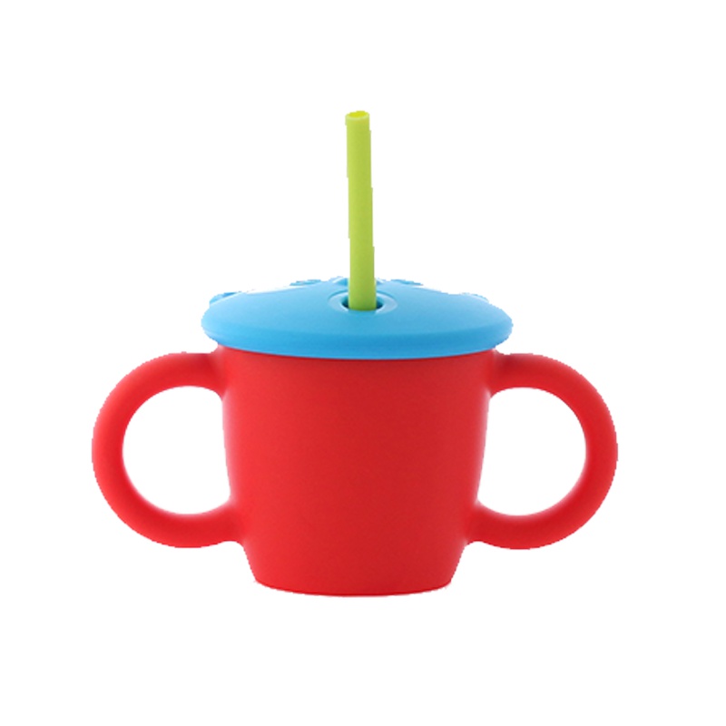 思利满Sillymann 儿童宝宝水杯 带盖防滑吸管杯 220ml 红色 铂金硅胶