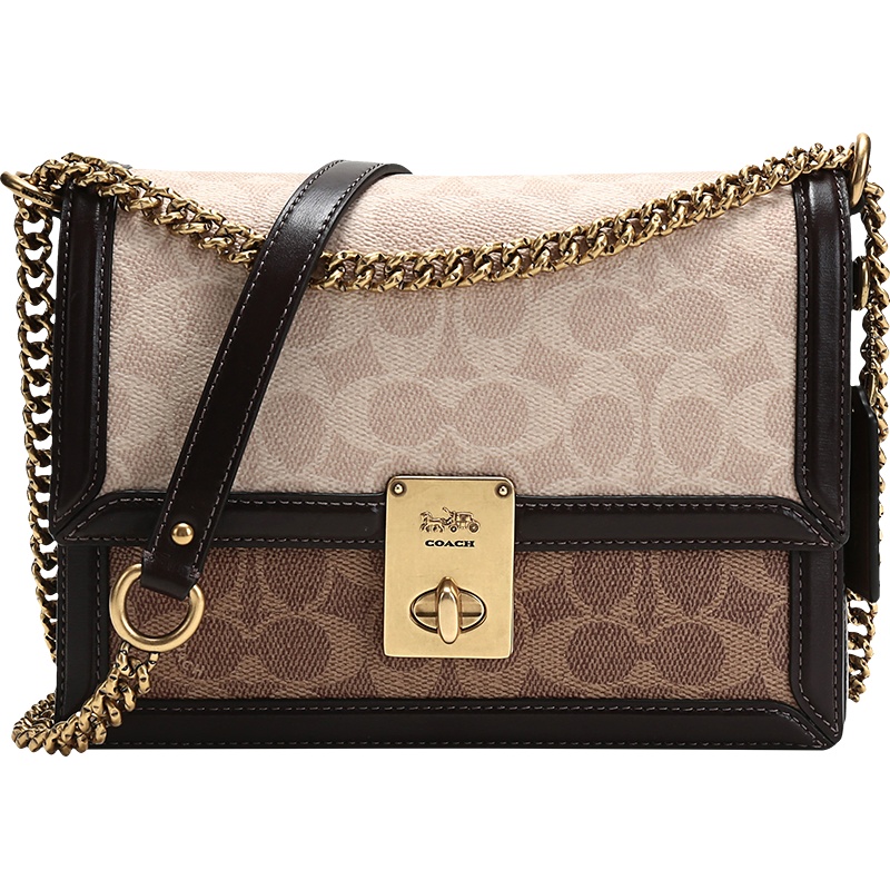 COACH 蔻驰 奢侈品 女士专柜款涂层帆布配皮单肩包斜挎包 92308